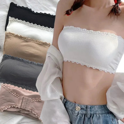 Lace Strapless Bra Women Sexy Tube Top Invisible Push Up Bralette Lady Seamless Underwea Lingerie Summer Chest Wraps Crop Tops