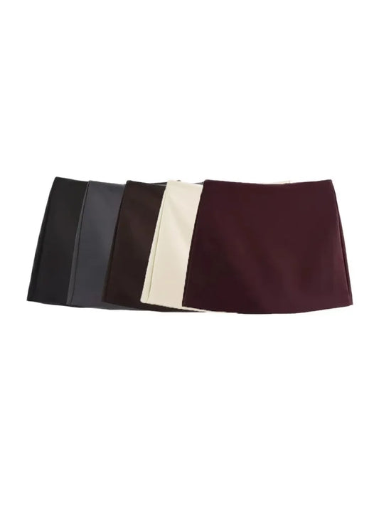 High Waist Solid Skort for Women Fashion Side Zipper Female Shorts Skirts Mujer
