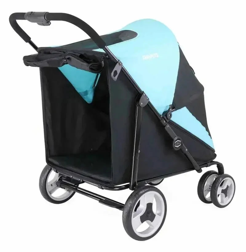 Portable Golden Retriever Large Dog Pet Stroller Cart Simple 4-wheel Foldable Large Capacity Stroller Outdoor Travel Pet Trolley