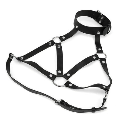 Gothic Leather Cat Mask Body Harness Set Women Erotic Bondage Lingerie BDSM Fetish Masquerade Cosplay Party Costume Accessories