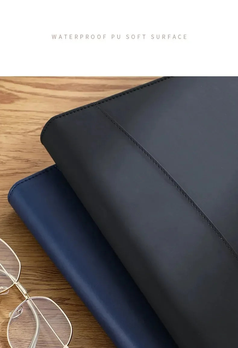 Executive Business A4 Leather Portfolio Folder Clipboard for Zippered Desk Organizer Document Briefcase Calculator for Office