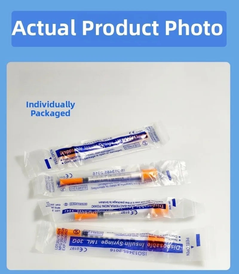 100pcs Plastic Veterinary Syringe With Needles 1ml 0.5ml 30G 31G Animal Sterile Disposable Syringe Pet Medical And Supplements