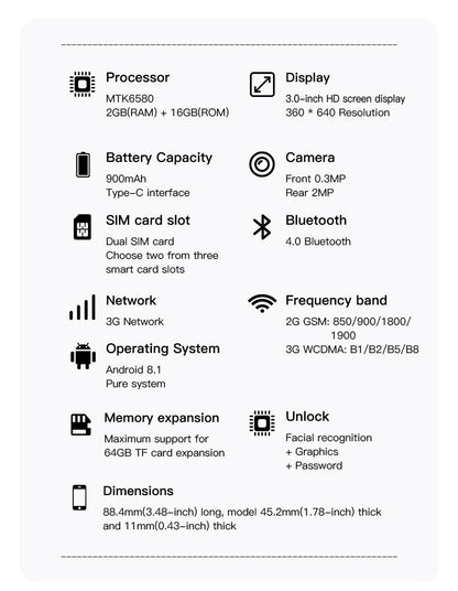 SERVO 18SE MINI Android Mini Smartphone 3G WCDMA 2GB RAM 16GB ROM Wi-Fi Hotspot GPS 3.0" Touch Small Smart Phones 2 SIM Standby