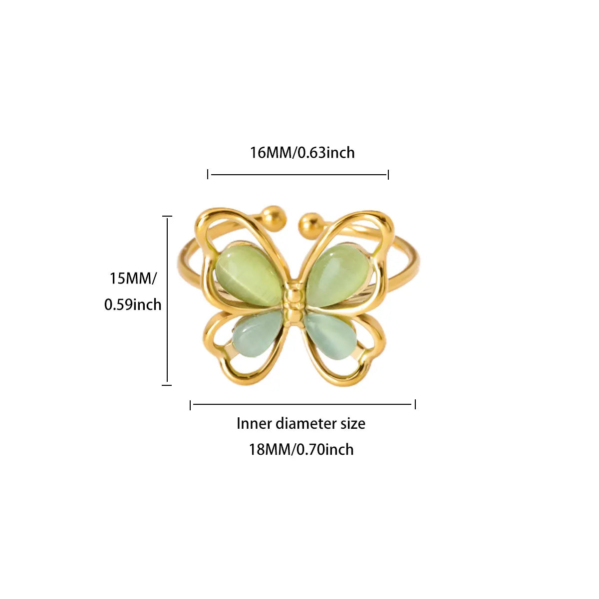 Cute Butterfly Rings For Women Gold Color Stainless Steel Geometric Opening Butterfly Ring Aesthetic Wedding Christmas Jewelry