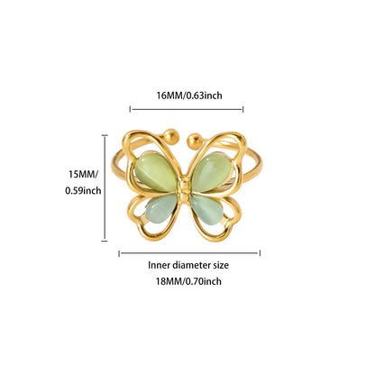 Cute Butterfly Rings For Women Gold Color Stainless Steel Geometric Opening Butterfly Ring Aesthetic Wedding Christmas Jewelry