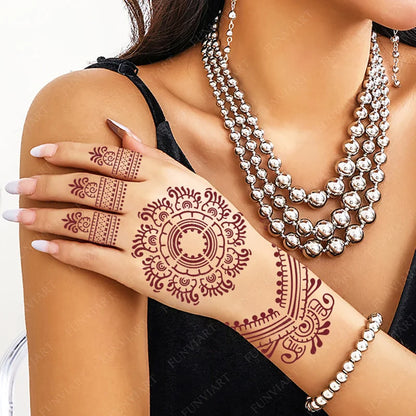 Flower Tattoo Stencil Reusable Henna Template for Hand and Body Henna Tattoo Design for Wedding Festival Party Tattoo Tools