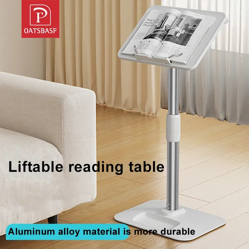 Oatsbasf Floor Reading Stand 43-78cm Height Adjustable Tablet Stand Book Shelf Liftable Reading Table  Foldable iPad Holder