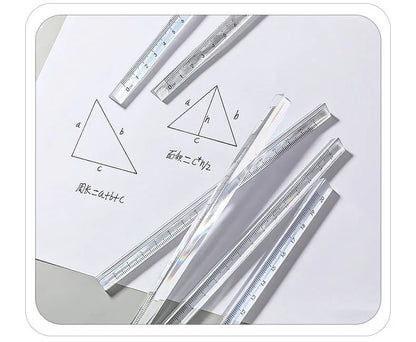15cm /20 Cm Simple Transparent Triangular Straight Ruler Kawaii Tools Stationery Cartoon Drawing Gift Office School Measuring