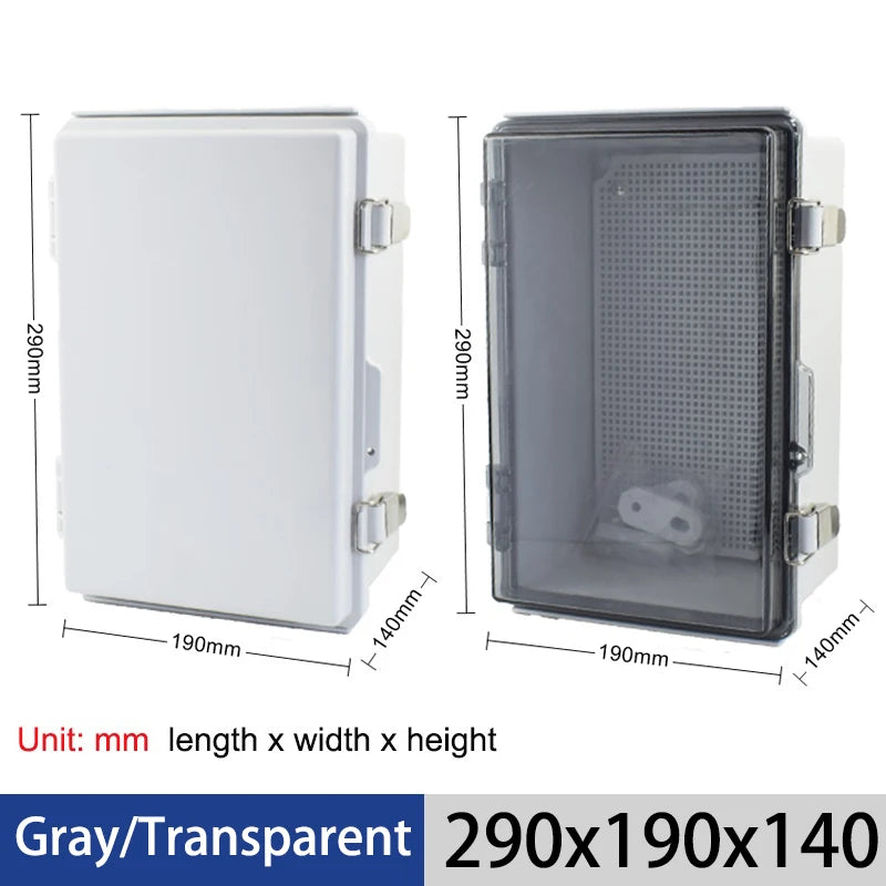 IP67 Waterproof Gray/Transparent Cover Enclosure Juction Box ABS Plastic Outdoor Electronic Instrument Hinge Case