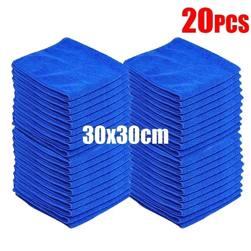 200pcs Microfiber Towels Car Wash Drying Cloth Blue Car Care Detailing Cleaning Polishing Duster Home Kitchen Washing Rags