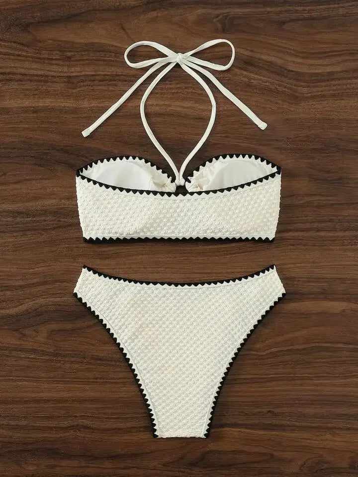 Sexy Bikini Set Shell Edge Hanging Neck Strap Trendy Cross Border Divide System Band Chinese Brand Women's Swimwear