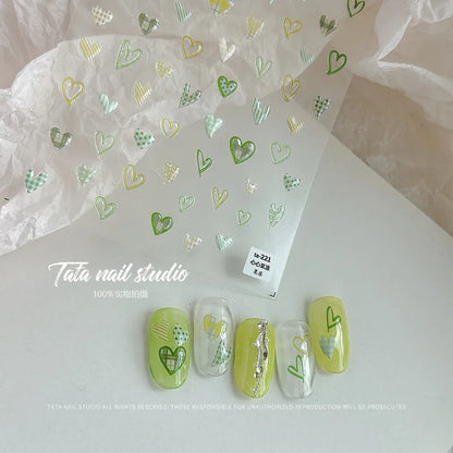 Line Flower Powder Blusher Love Heart High Quality Jelly Series Adhesive Nail Sticker Nail Art Decoration Decals Design T-2830