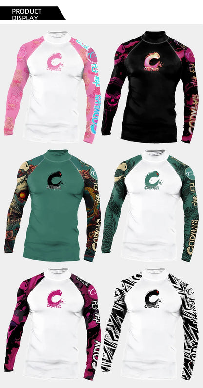 Mock Neck Hot MMA No Gi Rashguard Jiu Jitsu T-shirt+Pants Boxing Jerseys Set BJJ Muay Thai Shorts Compression Legging Sportsuit