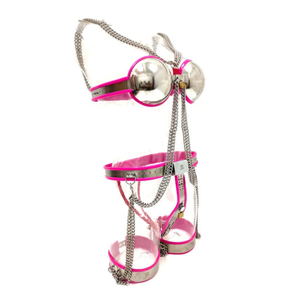 Stainless Steel Sexy Lingerie Set Women Chastity Belt BDSM Couple Loyalty Adult Fun Female Chastity Devices Lock Underwear