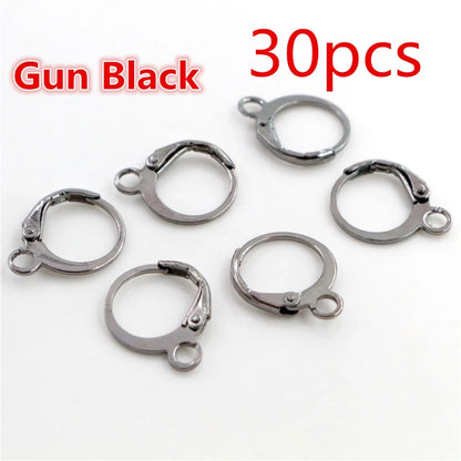 30-50pcs/lot Gold Silver French Lever Earring Hooks Wire Settings Base Hoops Earrings For DIY Jewelry Making Supplies Wholesale