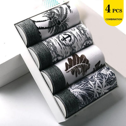 4pcs Men's Panties Sexy Shorts Cotton Underwear Male Breathable Boxers Solid Boxershorts Brand Underpants
