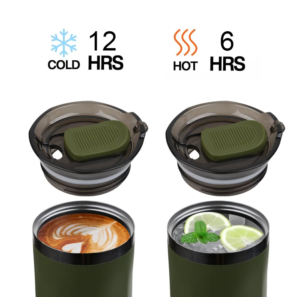 Vacuum Insulated Coffee Travle Mug Stainless Steel Thermo Bottle Cup Thermal Tumbler With Carrying Ring Flask for Hot Cold Drink