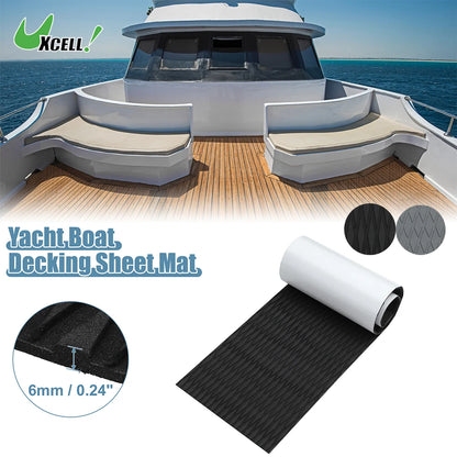 Uxcell 1200X300X6mm EVA Faux Teak Decking Sheet Carpet Non-Slip Self-Adhesive  for Boat Yacht Marine Deck Pad RV Car Flooring
