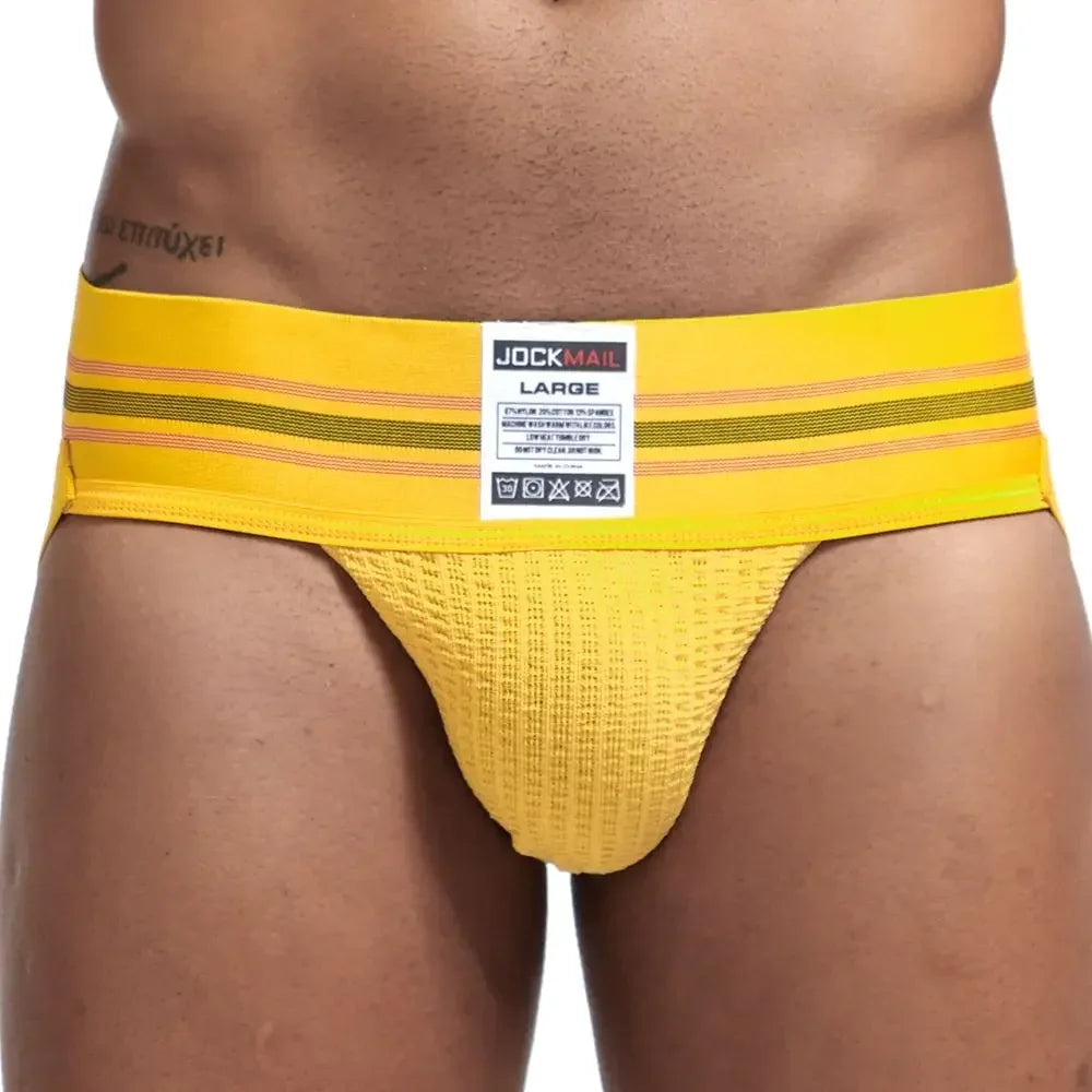 JOCKMAIL Men's Underwear Men Sexy Briefs Jockstrap Pouch Cuecas Man Cotton Panties Thongs Mesh Underpants Gay Slip Homme Srting
