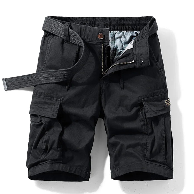 Men Summer New Multi Pockets Cotton Cargo Shorts Men Fashion Solid Quick Dry Joggers Shorts Pants Outdoor Breathable Shorts Male