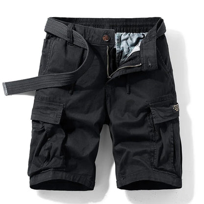 Men Summer New Multi Pockets Cotton Cargo Shorts Men Fashion Solid Quick Dry Joggers Shorts Pants Outdoor Breathable Shorts Male
