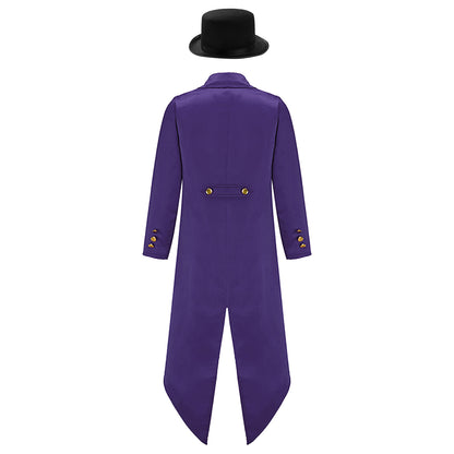 Kids Boys Vintage Steampunk Tailcoat Jacket Halloween Costume Gothic Medieval Clothes Court Uniform Magician Ringmaster Cosplay