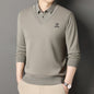 Men's Fleece Lined Sweater Polo Collar Pullover Tops Fashion Business Causal Pullovers Korean Slim Fit Thick Winter Clothes
