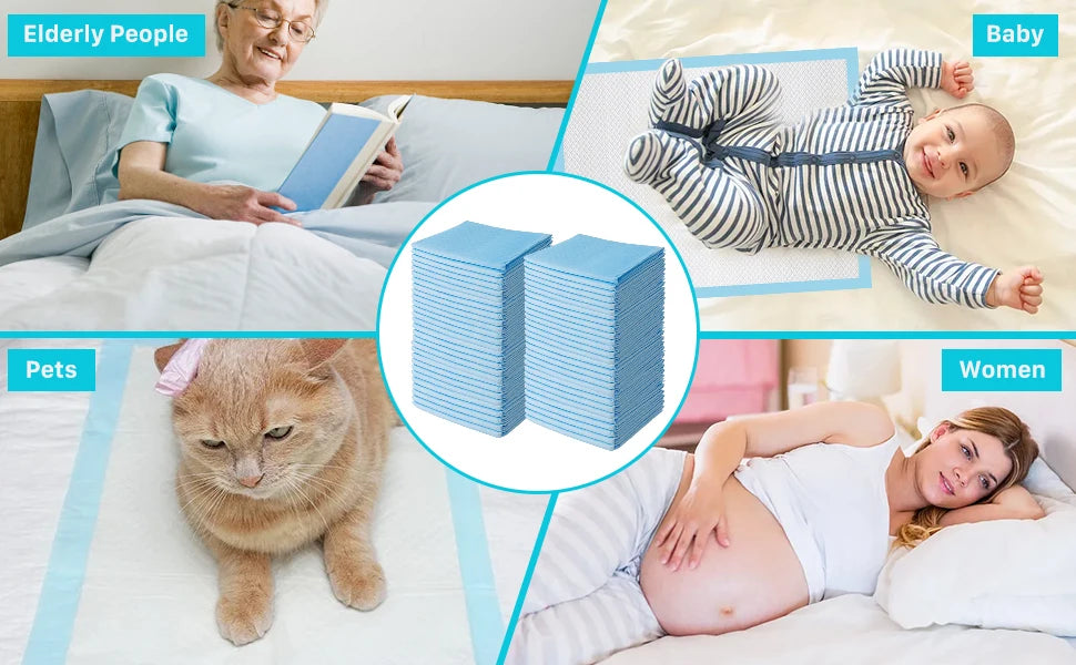 20-100Pcs Disposable Changing Pad High Absorbent Diaper Changing Pads Waterproof Leak Proof Baby Disposable Underpads for Baby