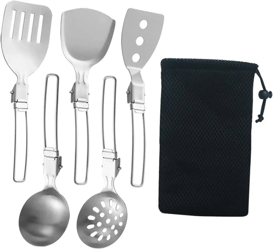 Folding Spatula Spoon Shovel Food Turner Portable 304 StainlessSteel Outdoor Camping BBQ Cooking Tableware Picnic Supplies ﻿