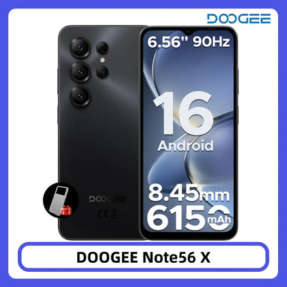 DOOGEE Note56 X Android 16 Smartphone 24GB 64GB 6.56" HD+ Screen 6150mAh Large Battery 8MP+5MP Face Unlock CellPhone