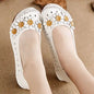 Vintage Flower Moccasins Woman Genuine Leather Ballet Flats Ladies Hollow Slip Ons Women's Luxury Loafer Purple Walking Shoes 42
