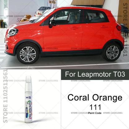 For Leapmotor T03 Car Paint Repair Pen Touch Up Scratch Remover DIY Auto Accessories Blue C02 Yellow Green YO Grey Light White