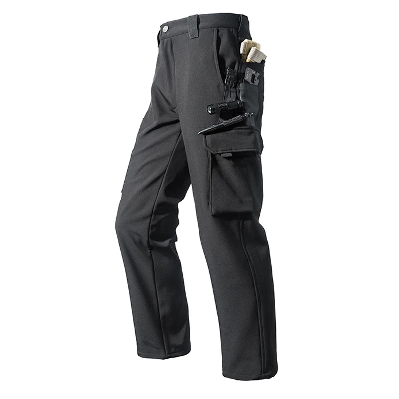 Men Winter Autumn Fleece Waterproof Cargo Pants Hiking Camping Softshell Climbing Casual Warm Tactical Military Combat Trousers