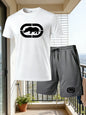 Men's Summer Breathable Sportswear Round Neck Short Sleeved Five Quarter Shorts Lightweight and Comfortable Sports Style Set