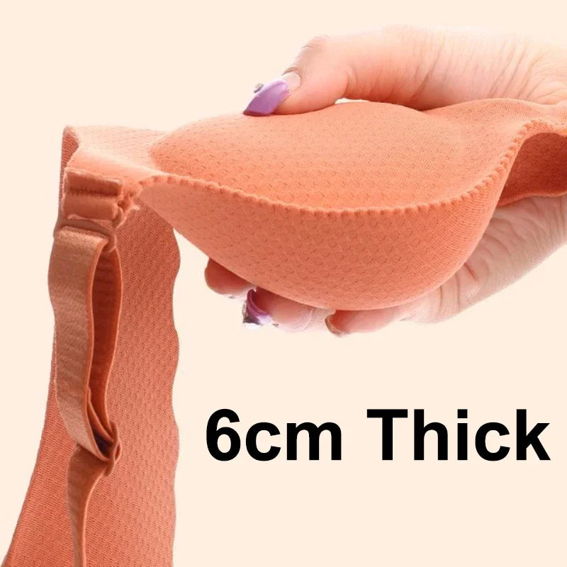 Extreme Push-Up Bra 8cm Thick Pads for Small Bust, Wireless Double Cup Lift, Soft Comfort Fabric, Adjustable Deep V Bras