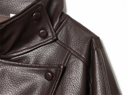 Women's Faux Leather Jacket 2025 New Fashion Autumn Black Long Sleeve Pebble Jacket Motorcycle Style Personality Ladies Jacket