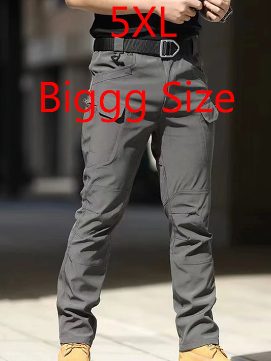Black Cargo Plus Size Men's Elastic Tactical Pants Camping Hiking Fishing Trekking Climbing Outdoor Trousers Quick Dry Sports