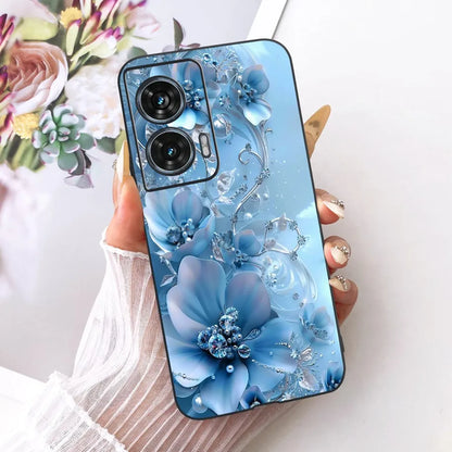 Case For Motorola Edge 50 Fusion Cover XT2429-1 Popular Flower Soft Black Silicone Phone Cases For Motorola G96 5G MotoG96 Funda