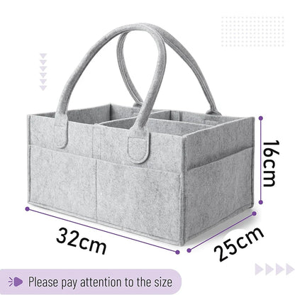 Baby Felt Storage Nursery Organizer Basket Infant Diaper Bag with Handle Caddy Changing Nappy Kids Storage Carrier Large Pocket