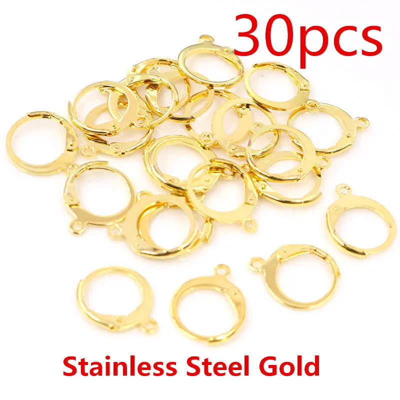 30-50pcs/lot Gold Silver French Lever Earring Hooks Wire Settings Base Hoops Earrings For DIY Jewelry Making Supplies Wholesale