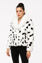 Women Real Rabbit Fur Coat High Collar Winter Jacket Make of One Rabbit Fur Cross Mink Pattern