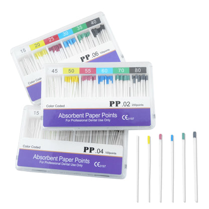 WELLCK 1 Box Dental Absorbent Paper Points Sterile Mixed Sizes 02 04 06 Taper 15-40# For Dentist Use Dentistry Materials