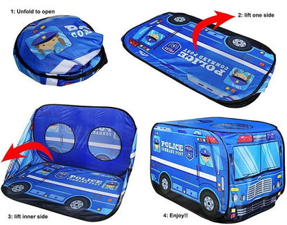 Game House Play Tent Fire Truck Police Bus Foldable Pop Up Toy Play House Children Toys Tent Ice Cream Firefighting Model House