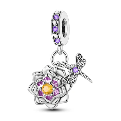Original 925 Sterling Silver Charm Beads Clover Sunflower Tulip Carnation Pendant For Women Jewelry Fashion Gift
