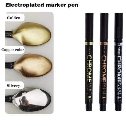 3 Pcs Mirror Marker Pen DIY Reflective Paint Pens Mirror Markers Chrome Gold SILVER Marker Signature Car Styling Art Craftwork
