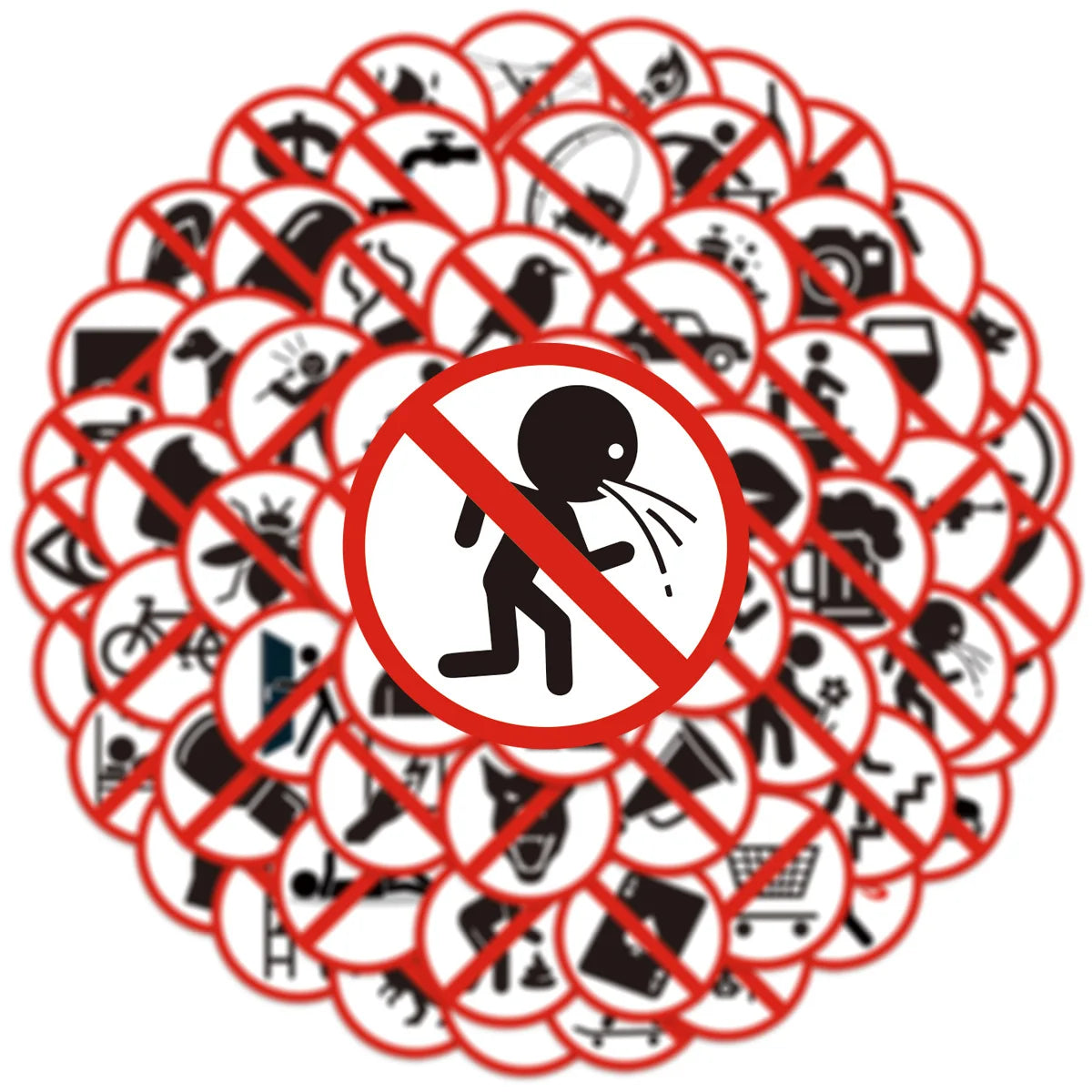 63Pcs Funny Warning Sign Sticker, Water Bottle, Laptop, Phone, Guitar, Skateboard, Stationery DIY Decor Stickers For Kids Adults