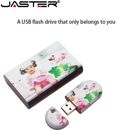 JASTER High Quality Wooden Logo Engrave Wood USB Flash Drive 4GB 8GB 16GB 32GB 64GB Wedding Gift Flash Memory Card Pen Drive