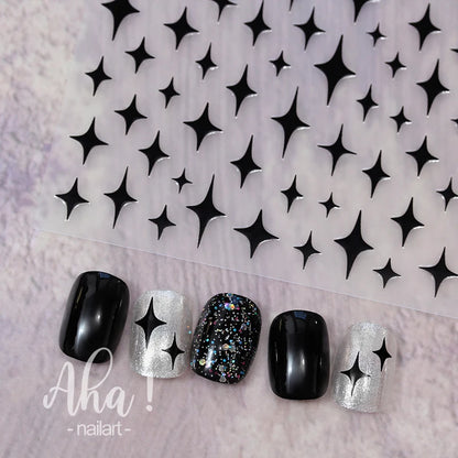 1pc Sliver Gold Star Nail Art Stickers Y2K Charms Self-Adhesive Sliders Laser White Chrome Gel Polish Decals Kawaii Accesories