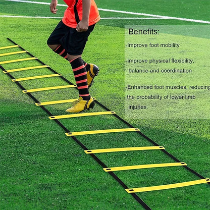 Agility treniruočių kopėčios vaikams, greičio lavinimo priemonė, futbolo ir koordinacijos lavinimo įrankis