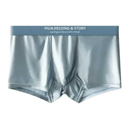 1/3PCS Men's Cool Ice Silk Boxers Shorts Summer Satin-like Solid Underpants Skin Friendly Breathable Mesh Crotch Male Underwear